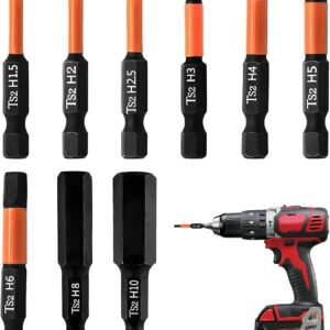 9-Piece Magnetic Hex Key Drill Bit Set – H1.5-H10, 50mm S2 Steel Impact Driver Bits with 1/4" Hex Shank