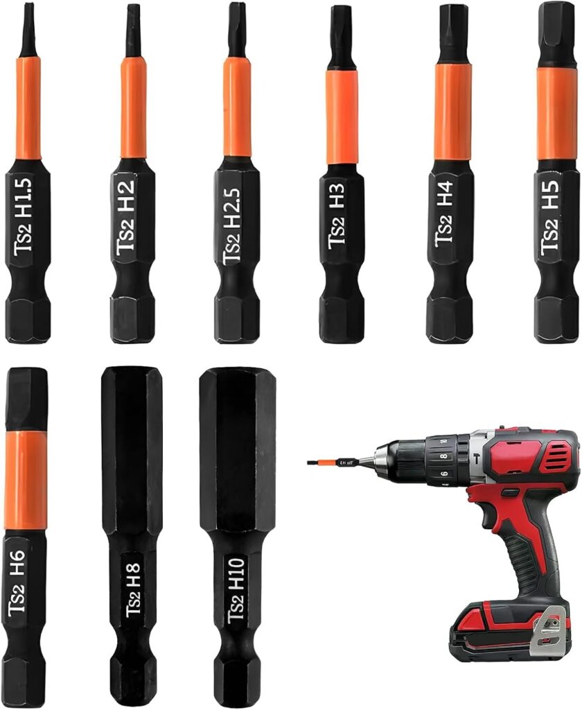 9-Piece Magnetic Hex Key Drill Bit Set – H1.5-H10, 50mm S2 Steel Impact Driver Bits with 1/4" Hex Shank