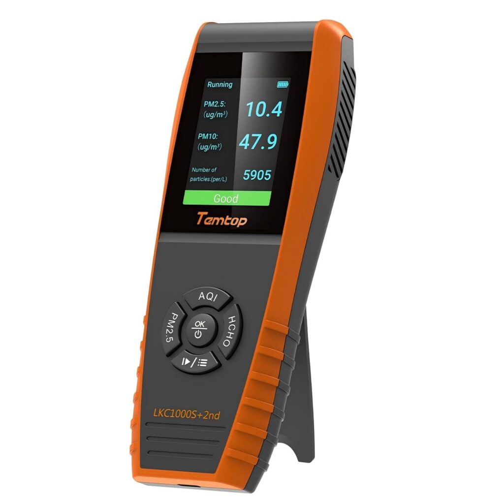 Temtop LKC-1000S+ 2nd Generation Professional Air Quality Monitor with HCHO, PM2.5, PM10 & TVOC Detection