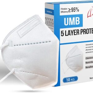 Disposable Dust Face Mask – Black, White & Grey Respirator Masks (Pack of 10, Large White)