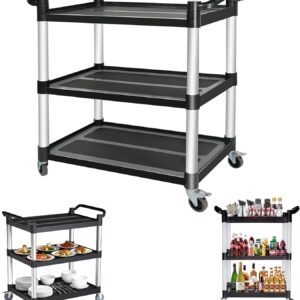 3-Tier Utility Cart with Wheels – Heavy Duty Rolling Service Cart, 400 lb Capacity