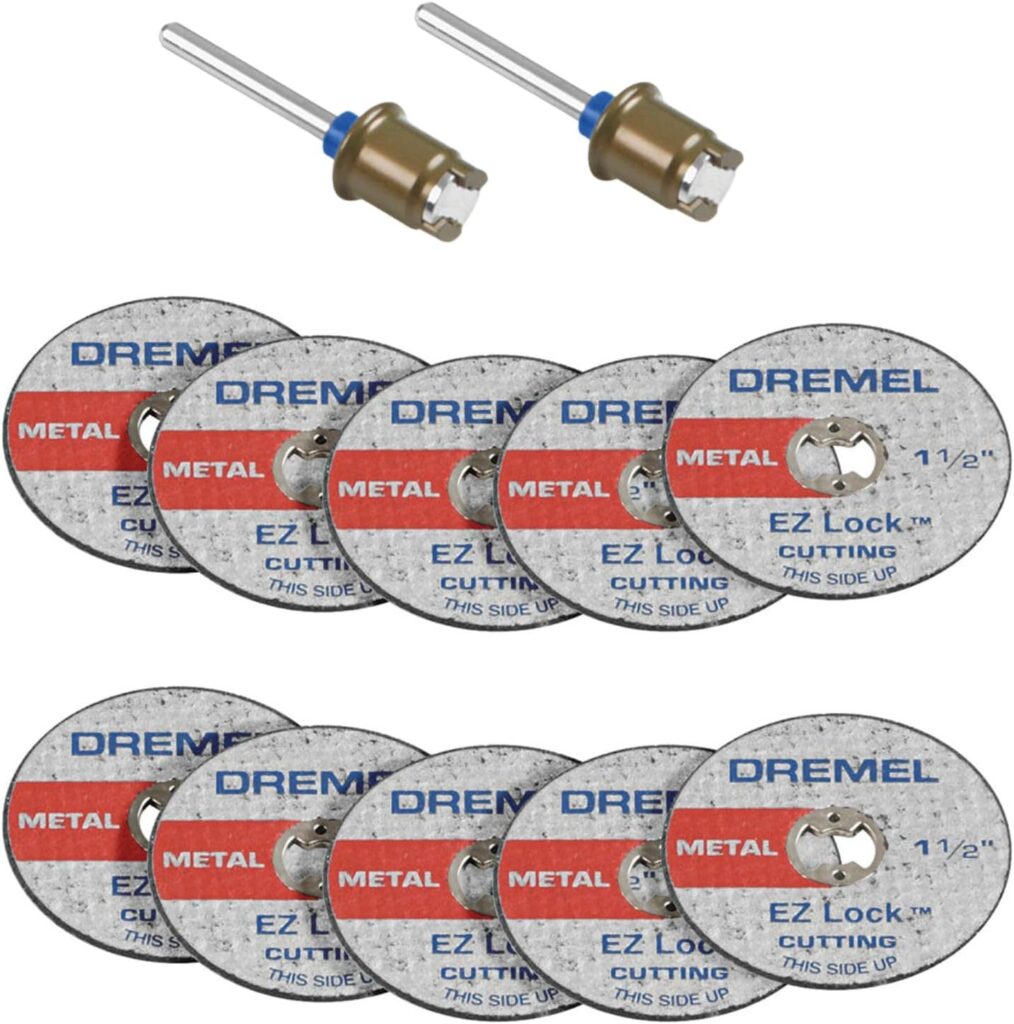 Dremel EZ406-02 EZ Lock Starter Kit – 5-Piece Fiberglass Reinforced Cut-Off Wheels with EZ402 Mandrel