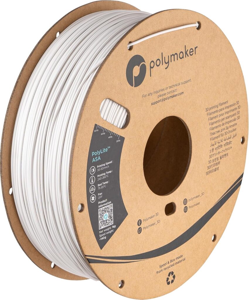 Polymaker PolyLite ASA 3D Printer Filament 1.75mm – 1kg White