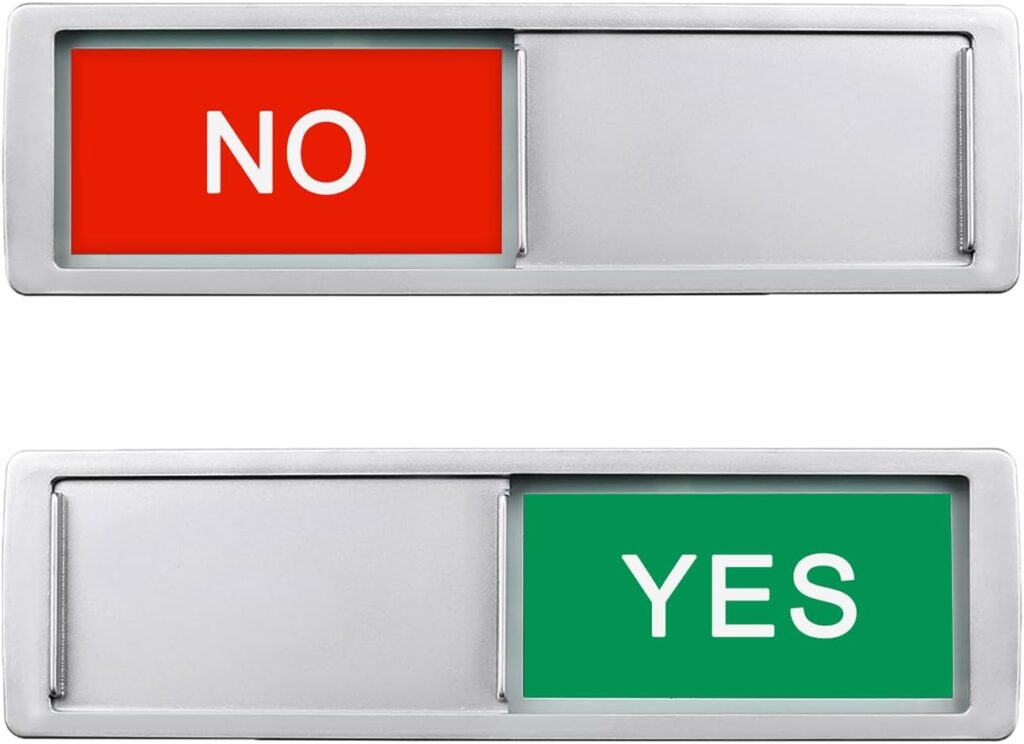 Yes/No Slider Sign – 7" × 2" Silver Sliding Indicator for Offices, Mailboxes & Homes