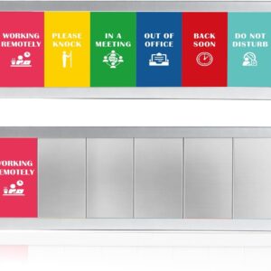 Shejdgart Office Door Sign – 6-Option Sliding Privacy Status Indicator, Silver